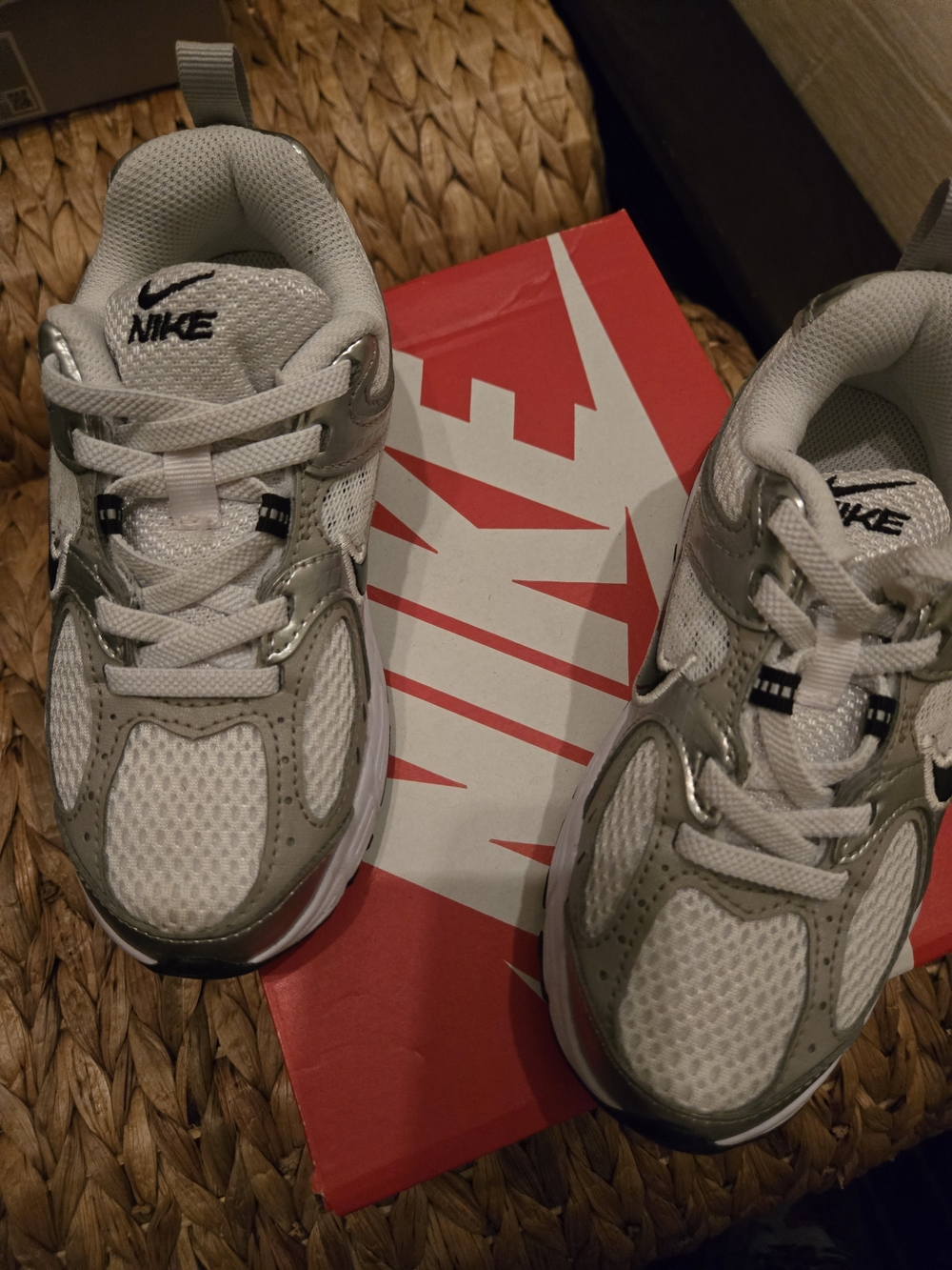 Nike Kids' White & Silver Athletic Sneakers